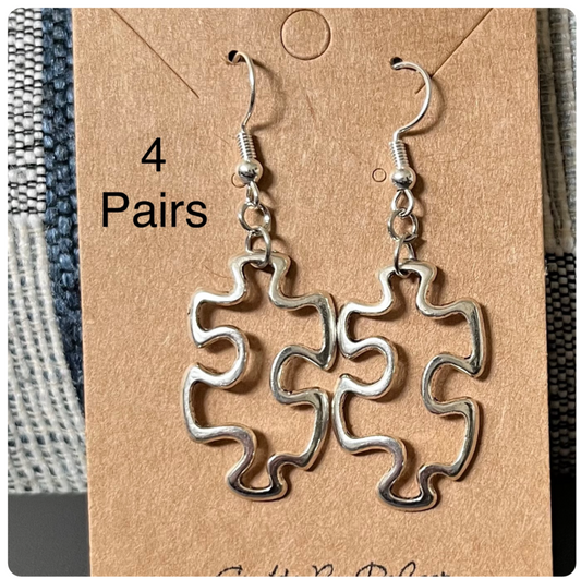 Silver Puzzle Charm Earrings - Crafts by Palmer