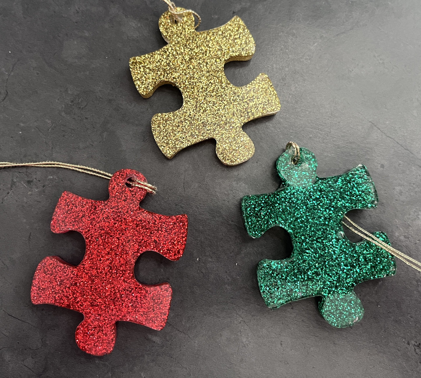 2 inch Puzzle Resin Ornaments - PICK A COLOR