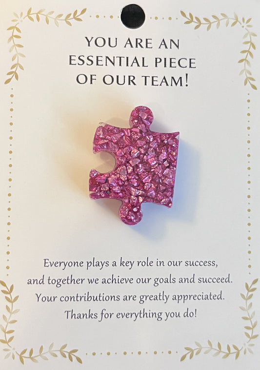 Dark Sparkling Pink Puzzle Piece Resin Pin - Crafts by Palmer