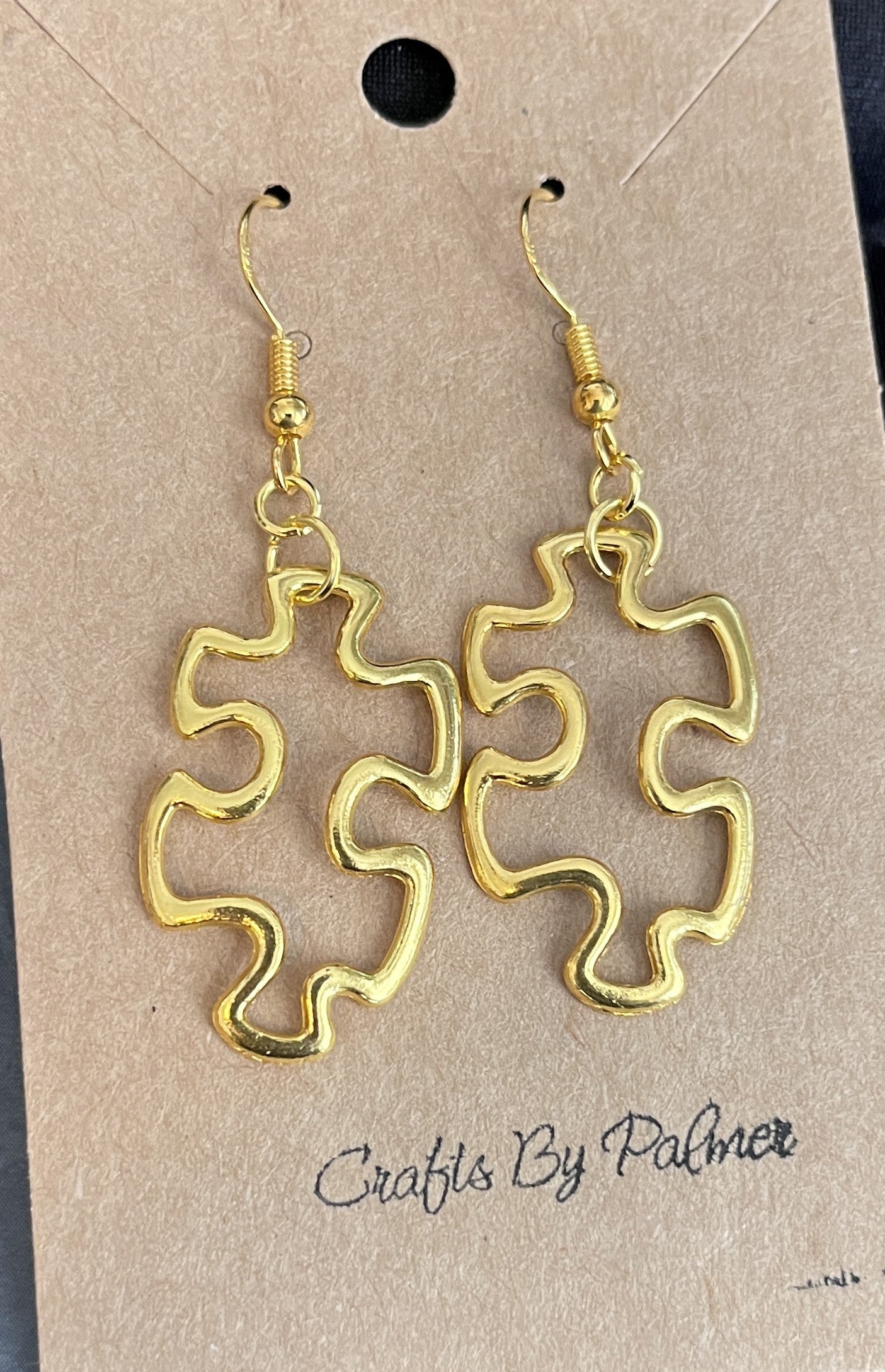 Gold Puzzle Charm Earrings - Crafts by Palmer