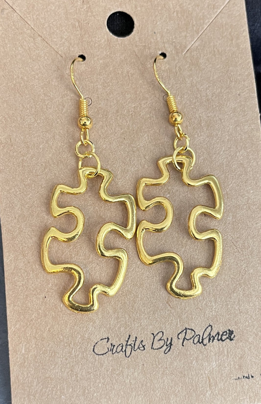 Gold Puzzle Charm Earrings - Crafts by Palmer