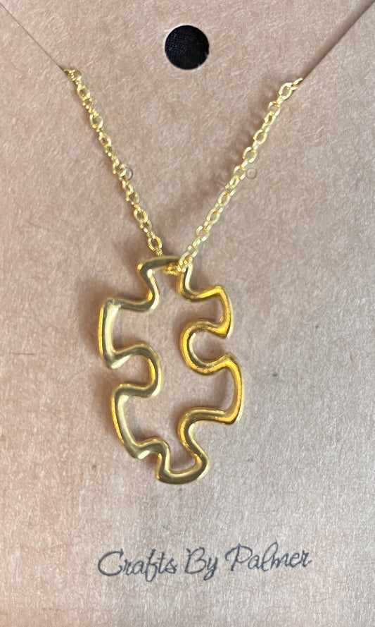 Gold Puzzle Piece Charm Necklace - Crafts by Palmer