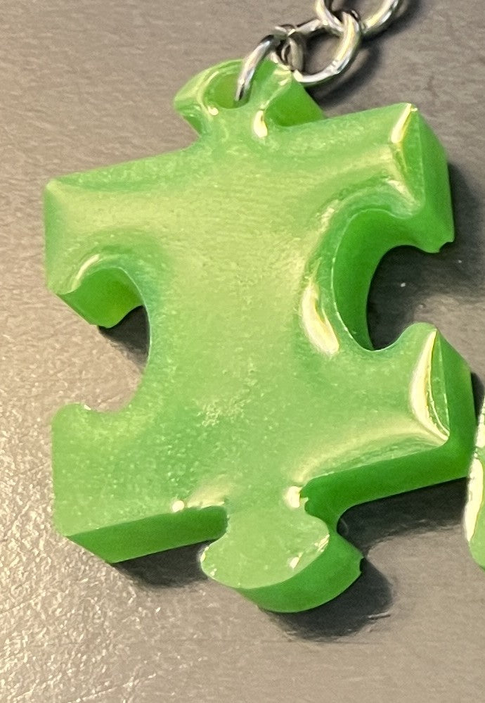 Small 1/2 inch and one - 1 inch Puzzle Piece Resin Keychains - PICK A COLOR