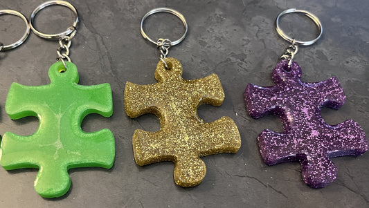 2 inch Puzzle Piece Resin Keychains - PICK A COLOR