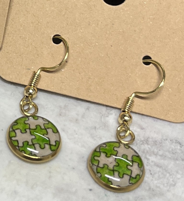 Earrings - medium dangle puzzle pieces - Crafts By Palmer