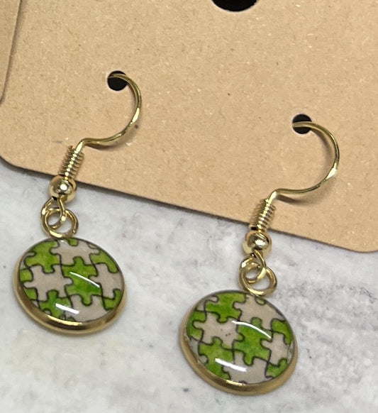 Earrings - medium dangle puzzle pieces - Crafts By Palmer