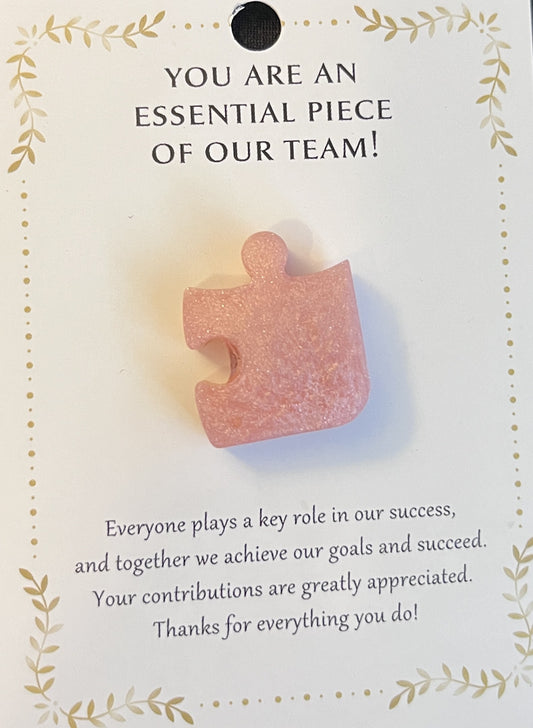 Pinkish/Peach Puzzle Piece Resin Pin - Crafts by Palmer