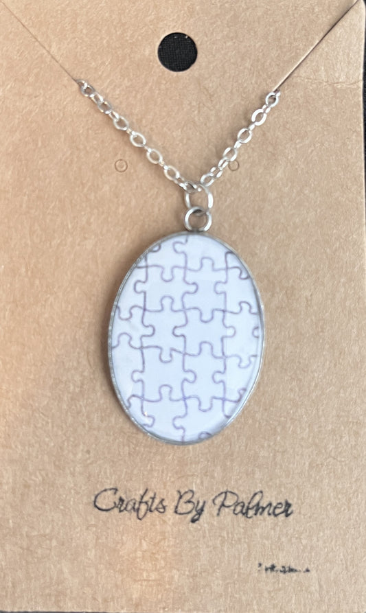 Oval Bezel Puzzle Pattern Necklace - Crafts by Palmer