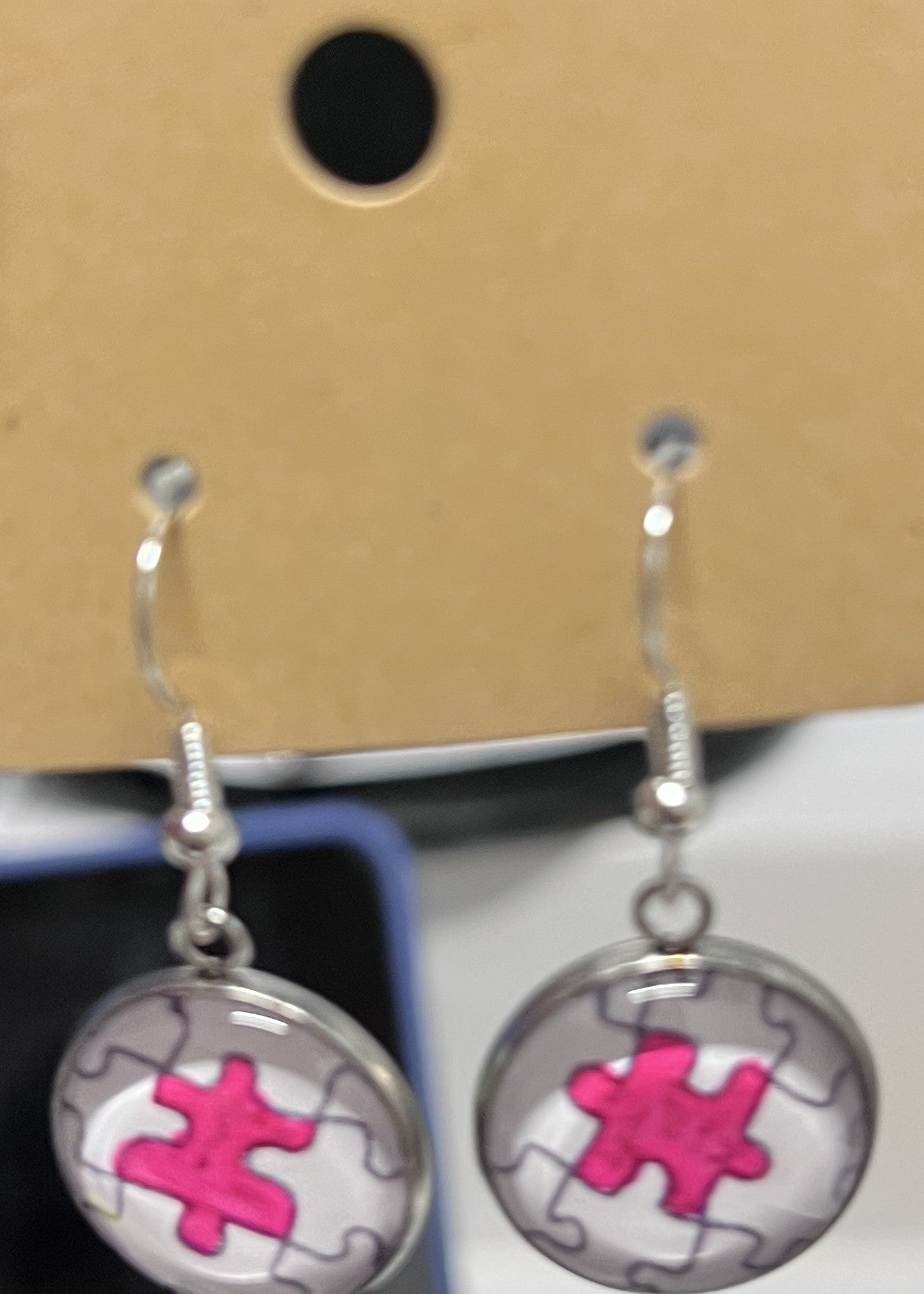 Earrings - medium dangle puzzle pieces - Crafts By Palmer