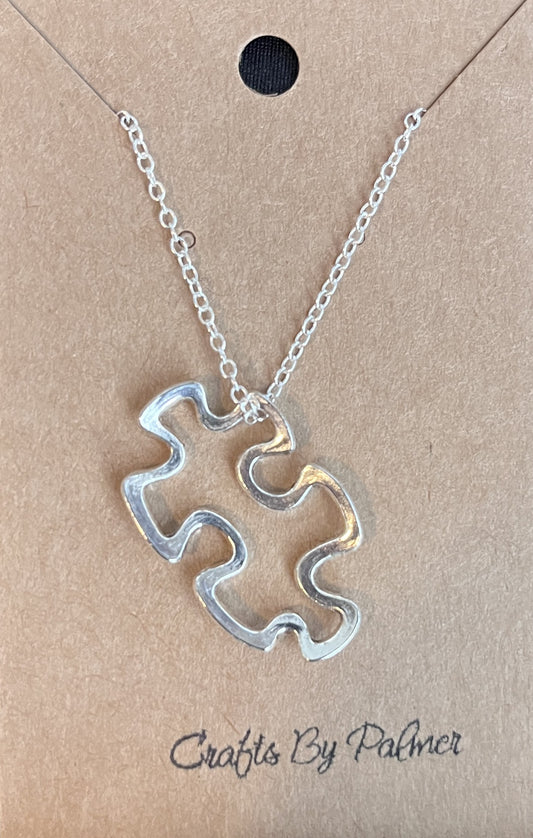 Silver Puzzle Piece Charm Necklace - Crafts by Palmer