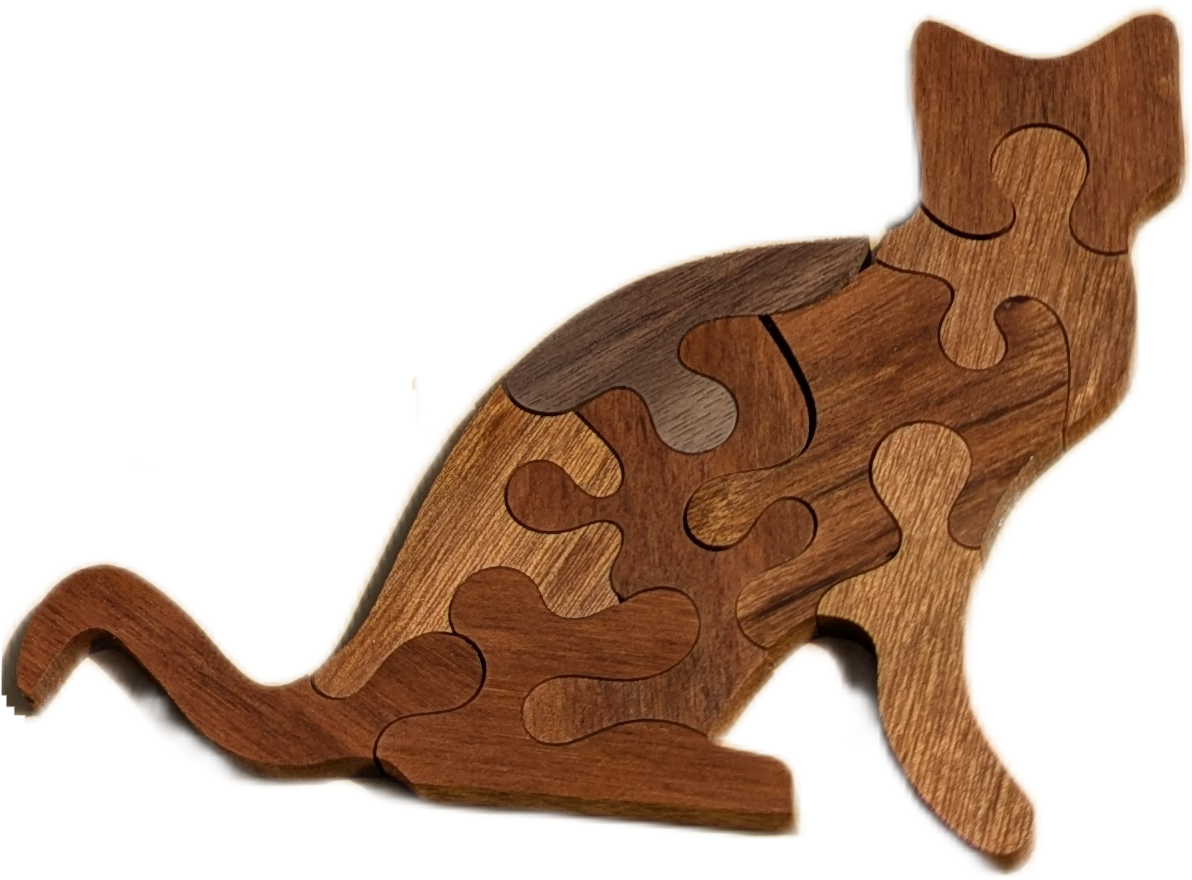 Small Cat Wooden Shaped Puzzle - McIvering Wood