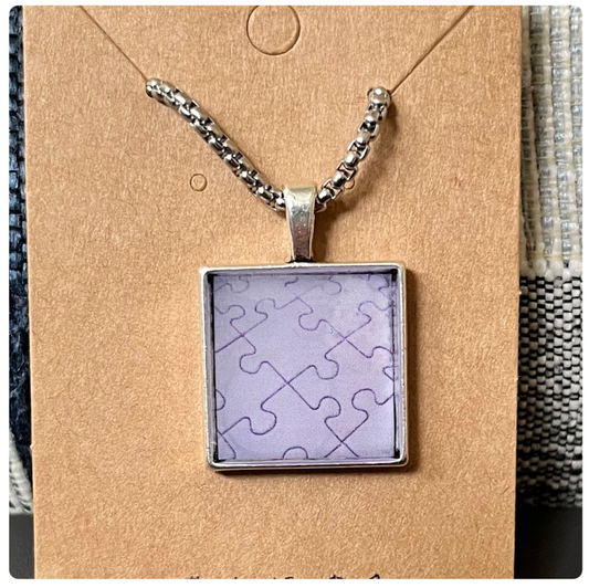 Square Bezel Puzzle Pattern Necklace - Crafts by Palmer