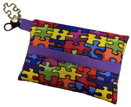 Jigsaw Puzzle Themed travel sized tissue holder