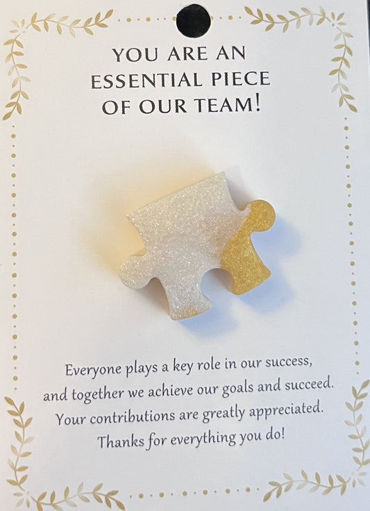 Two-toned White and Yellow Puzzle Piece Resin Pin - Crafts by Palmer