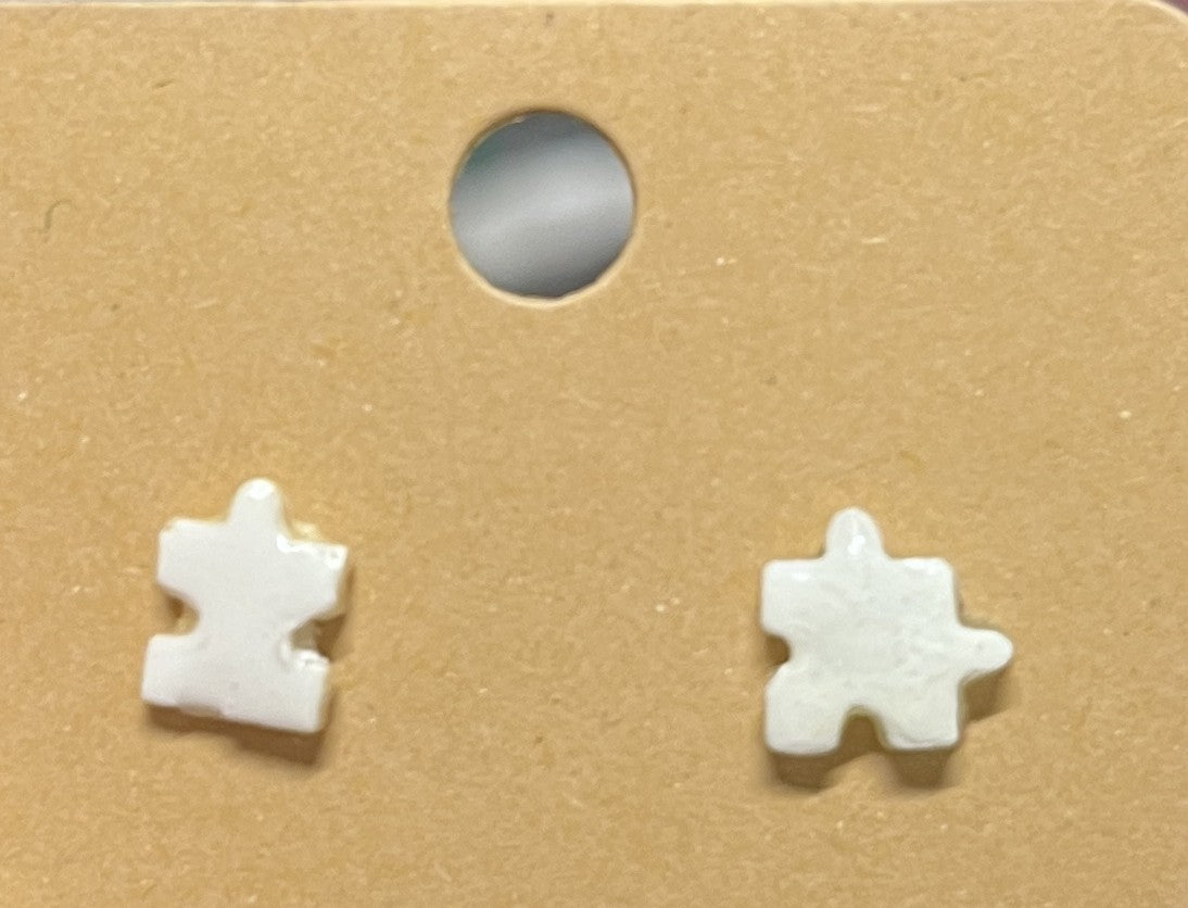 Earrings - small resin puzzle piece studs - Crafts By Palmer