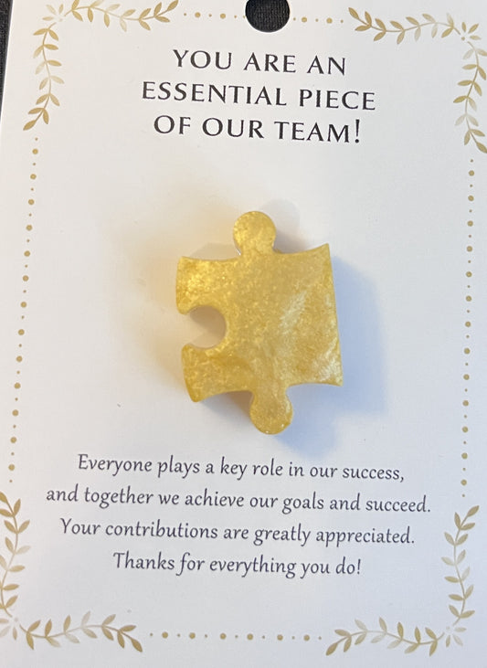 Yellow Puzzle Piece Resin Pin - Crafts by Palmer